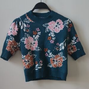 THML Teal and Pink Knit Sweater